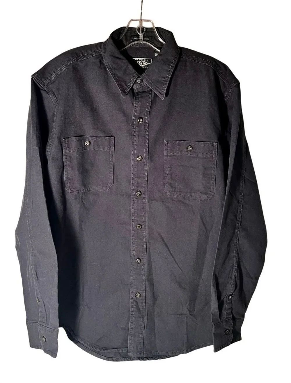 Vintage G.H Bass Workwear Shirt Button Size Med Mens Long Sleeve Slate Gray